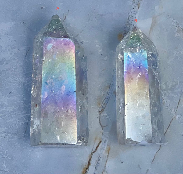 Rainbow Aura Quartz Mini Towers